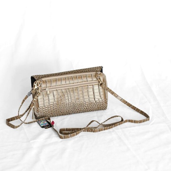 NWT Sasha New York Brown Croc-Embossed Wristlet Wallet Crossbody Bag - Picture 9 of 16